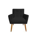 Ver imagem 3 de Kit Namoradeira + 2 Poltronas Decorativa Onix Suede Preto Pés Madeira Mz Decor