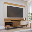 Ver imagem 5 de Rack Bancada Veneza com Painel Nilo Freijó/off White Matte para Tv até 75” - Colibri Freijó/off