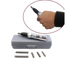 Kit Chave de Impacto com 6 Bits Phillips Fenda e Adaptador Martelete Manual - 1 Kit Chave de Impacto com 6 Bits Phillips Fenda e Adaptador Martelete Manual - 1