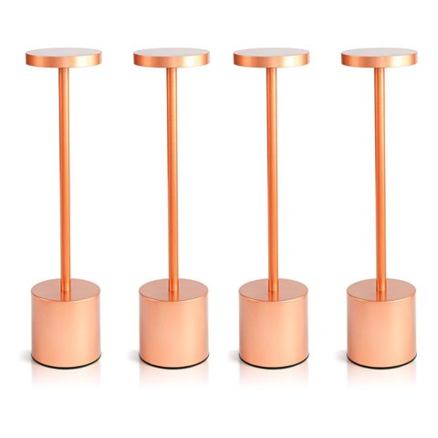 Kit 4 Luminárias de Mesa Touch Candeeiro Led sem Fio Recarregável Rose