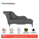 Ver imagem 3 de Divã Recamier Chaise Longue Valentina Clássico com Pés de Madeira Bouclê Cinza Escuro - Desk