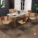 Ver imagem 2 de Mesa Capri 160 Off White E 6 Cadeiras Allana B05 Couríssimo Camel Linho Bege Escuro - Lyam Decor