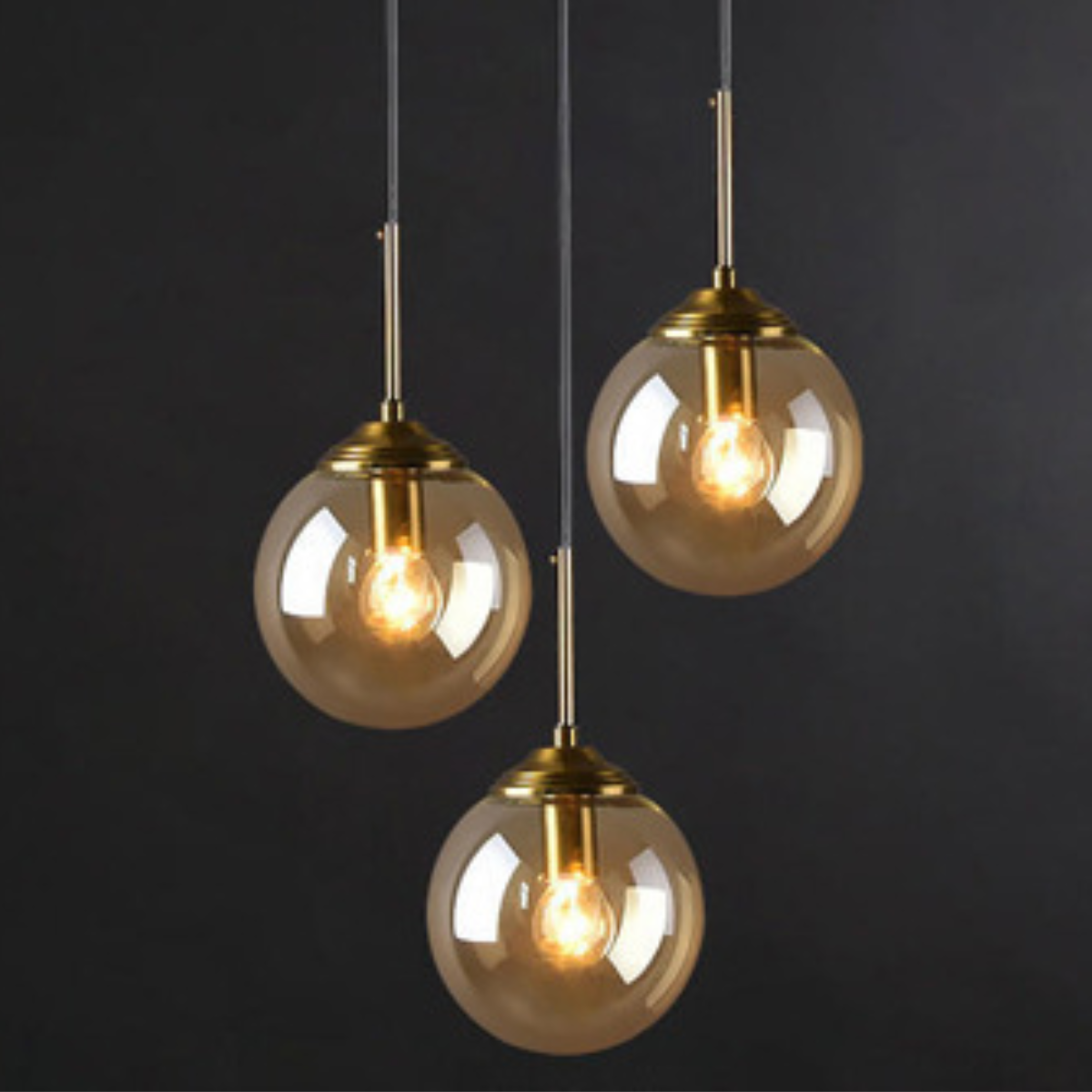 Lustre Pendente 29x15cm Globo Vidro Âmbar Retrô Vintage Luminária Teto Gimpo Kjdde-294-amb - 11