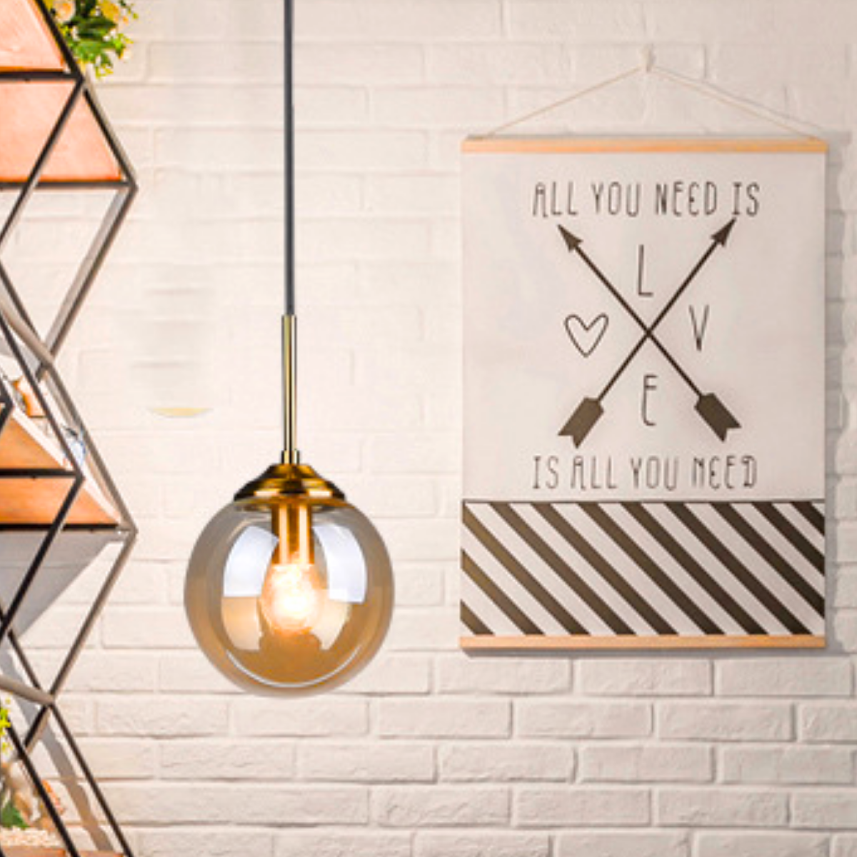 Lustre Pendente 29x15cm Globo Vidro Âmbar Retrô Vintage Luminária Teto Gimpo Kjdde-294-amb - 9