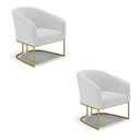 Ver imagem 1 de Cadeira Sala de Jantar Base Industrial Dourado Kit 2 Stella Linho D03 - D’Rossi