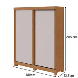 Guarda Roupa Lopas 02 Pts Zeine 2024 - 1pt Glass e C/pes Pvc Amendoa Cle/off Wh/amendoa Cle - 4