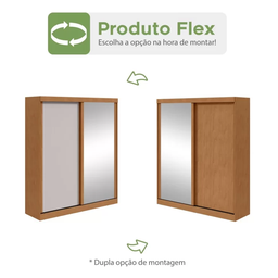 Guarda Roupa Lopas 02 Pts Zeine 2024 - 1pt Glass e C/pes Pvc Amendoa Cle/off Wh/amendoa Cle - 3