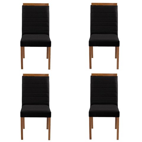 Kit 4 Cadeiras Decorativas Sala de Jantar Luxo Sueli Facto Preto - Mozzelar