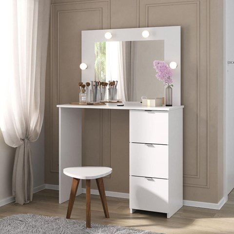 Penteadeira com Espelho Iluminação 3 Gavetas Los Angeles