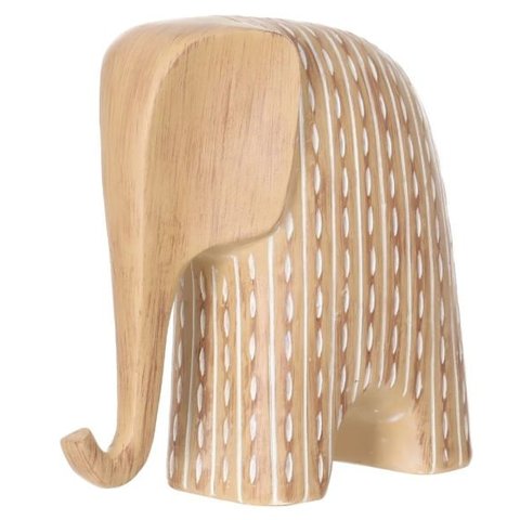 Escultura Poliresina Elefante 21,5x22x9cm Bege Flor Arte