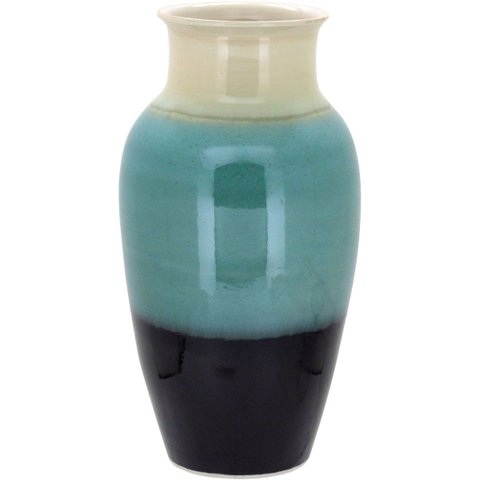 Vaso Decorativo Cachepô Enfeite  41x15x15cm Cerâmica Verde