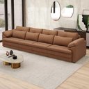 Ver imagem 2 de Sofá Retrátil 4 Lugares para Sala 379cm Dijon Couro Mel S07 - Mpozenato