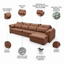 Ver imagem 3 de Sofá Retrátil 4 Lugares para Sala 379cm Dijon Couro Mel S07 - Mpozenato