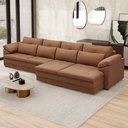 Ver imagem 6 de Sofá Retrátil 4 Lugares para Sala 379cm Dijon Couro Mel S07 - Mpozenato