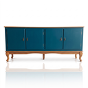 Ver imagem 1 de Rack 4 Portas Clássico Pés Luiz Xv Grande MDF Laca Sala Ecomem Azul Petróleo - Imbuia