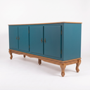 Ver imagem 2 de Rack 4 Portas Clássico Pés Luiz Xv Grande MDF Laca Sala Ecomem Azul Petróleo - Imbuia