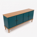 Ver imagem 4 de Rack 4 Portas Clássico Pés Luiz Xv Grande MDF Laca Sala Ecomem Azul Petróleo - Imbuia