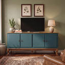 Ver imagem 3 de Rack 4 Portas Clássico Pés Luiz Xv Grande MDF Laca Sala Ecomem Azul Petróleo - Imbuia