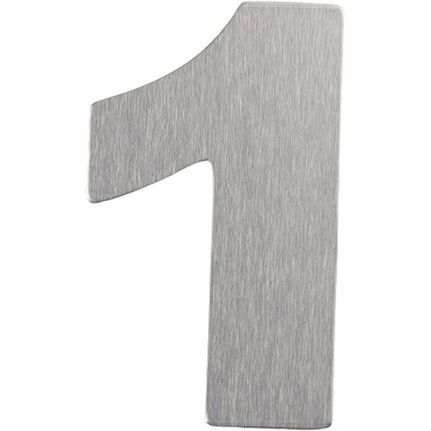 Número Residencial de Alumínio Escovado com Adesivo, 1 (um), Cor Prata, Linha Primafer, Atlas.