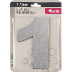 Número Residencial de Alumínio Escovado com Adesivo, 1 (um), Cor Prata, Linha Primafer, Atlas. - 2