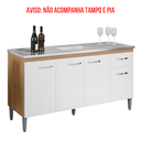 Ver imagem 3 de Balcão Gabinete de Cozinha Gabriela 150cm sem Tampo Ajl Móveis:amêndoa Branco