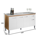 Ver imagem 4 de Balcão Gabinete de Cozinha Gabriela 150cm sem Tampo Ajl Móveis:amêndoa Branco