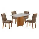 Ver imagem 2 de Conjunto Mesa de Jantar 120cm com 4 Cadeiras Estofadas Multimóveis Crrft-CON041 Madeirado/Off White