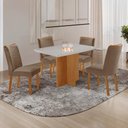 Ver imagem 1 de Conjunto Mesa de Jantar 120cm com 4 Cadeiras Estofadas Multimóveis Crrft-CON041 Madeirado/Off White