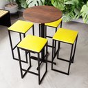 Ver imagem 1 de Conjunto Mesa Alta Bar Bistrô Redonda Imbuia 4 Bancos Estofado Don Castro Decor