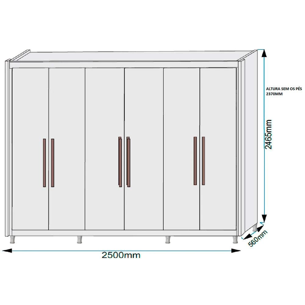 Guarda-Roupa Casal Europa Palermo com 6 Portas e 6 Gavetas - 4