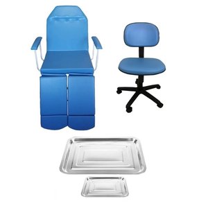 Kit Podologia Básico Azul Maca Mocho e Bandejas Fiscomed Kit para Podologia