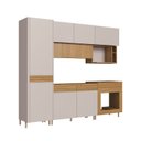 Ver imagem 3 de Cozinha Modulada 6 Peças 2 Gavetas Ripadas 260cm com Pés Tampo e Balcão Forno 100% BP Organic Bege/S