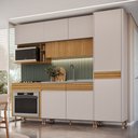 Ver imagem 1 de Cozinha Modulada 6 Peças 2 Gavetas Ripadas 260cm com Pés Tampo e Balcão Forno 100% BP Organic Bege/S