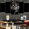 Quadros Decorativos 5 Peças Olhar Lobo Selvagem Lindo - 1