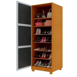 Sapateira até 40 Pares Porta com Espelho com Pés Estante Multiuso Gold Gelius - Naturale Mdf - 3