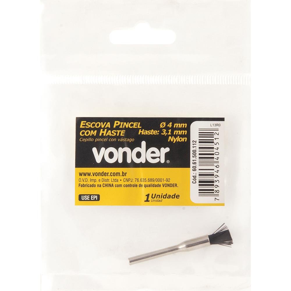 Escova pincel 4mm nylon c/ haste p/ microrretífica Vonder - 3