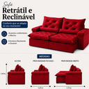 Ver imagem 3 de Sofá Veneza Retrátil Reclinável 200m - Vermelho