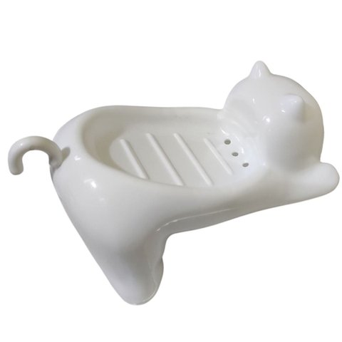 Saboneteira Gatinho Kit 2 Uni Porta Sabonete Gato Lavabo Banheiro Bancada Box Pia Mesa Divertido Enf