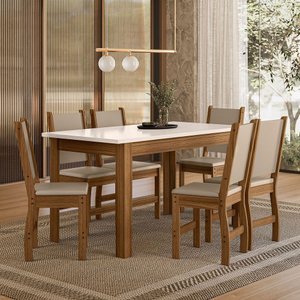 Mesa de Jantar Bellagio 6 Lugares com Cadeira Clara