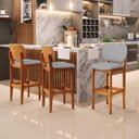 Ver imagem 2 de Kit 03 Banquetas Alta Para Cozinha Madeira Fixa Betta L02 Imbuia Facto Cinza - Lyam Decor