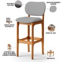 Ver imagem 4 de Kit 03 Banquetas Alta Para Cozinha Madeira Fixa Betta L02 Imbuia Facto Cinza - Lyam Decor