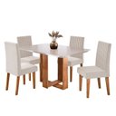 Ver imagem 2 de Conjunto Sala de Jantar 4 Lugares Retangular Tampo de MDF Stella Bege/Mel/Blonde