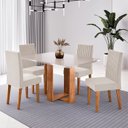 Ver imagem 1 de Conjunto Sala de Jantar 4 Lugares Retangular Tampo de MDF Stella Bege/Mel/Blonde