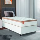 Ver imagem 2 de Cama Box Colchão Solteiro Molas Ensacadas Real 88x188x65cm Linho Branco / Bege Inducol