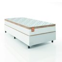 Ver imagem 1 de Cama Box Colchão Solteiro Molas Ensacadas Real 88x188x65cm Linho Branco / Bege Inducol