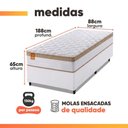 Ver imagem 3 de Cama Box Colchão Solteiro Molas Ensacadas Real 88x188x65cm Branco / Bege Inducol