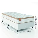 Ver imagem 3 de Cama Box Colchão Solteiro Molas Ensacadas Real 88x188x65cm Linho Branco / Bege Inducol