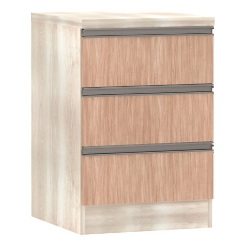 Mesa de Cabeceira 3 Gavetas 40cm Estrutura Legno Crema Prime Plus Luciane Móveis
