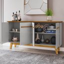 Ver imagem 5 de Buffet Aparador Sala de Estar 160cm 4 Portas Opala Naturalle/off - Bechara