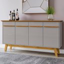 Ver imagem 2 de Buffet Aparador Sala de Estar 160cm 4 Portas Opala Naturalle/off - Bechara